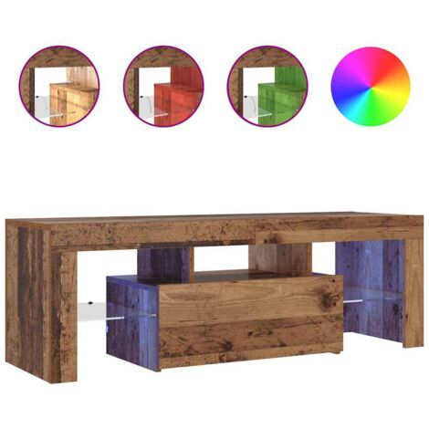 Meuble TV  Banc TV  Armoire TV avec lumières LED vieux bois bois d'ingénierie