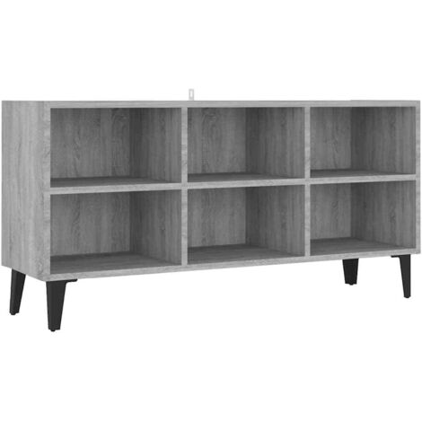 Meuble TV  Banc TV  Armoire TV avec pieds en métal Sonoma gris 103,5x30x50 cm