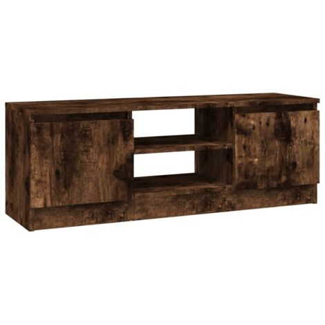 Meuble TV  Banc TV  Armoire TV avec porte Chêne fumé 102x30x36 cm