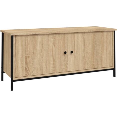 Meuble TV  Banc TV  Armoire TV avec portes chêne sonoma 102x35x45 cm bois ingénierie