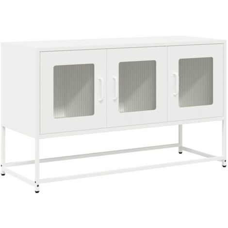 Meuble TV Banc TV Armoire TV blanc 100,5x39x60,5 cm acier laminé à froid