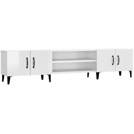 Meuble TV  Banc TV  Armoire TV blanc brillant 180x31,5x40 cm bois d'ingénierie