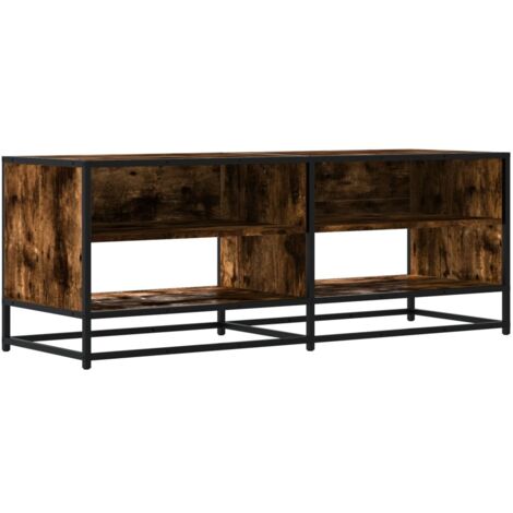 Meuble TV  Banc TV  Armoire TV chêne fumé 120,5x40x46 cm bois d'ingénierie et métal