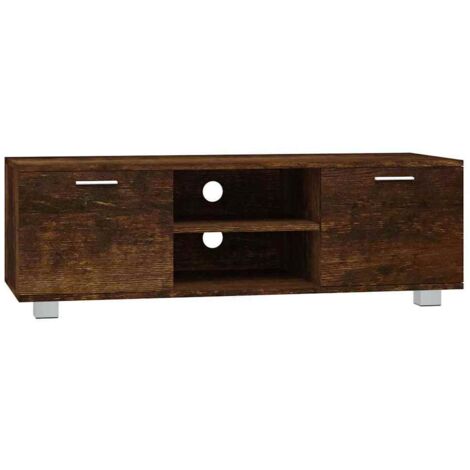 Meuble TV  Banc TV  Armoire TV Chêne fumé 120x40,5x35 cm Bois d'ingénierie