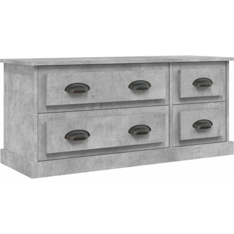 Meuble TV Banc TV Armoire TV gris béton 100x35,5x45 cm bois d'ingénierie