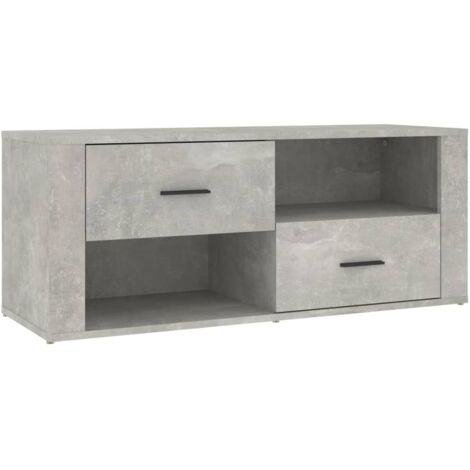Meuble TV Banc TV Armoire TV Gris béton 100x35x40 cm Bois d'ingénierie