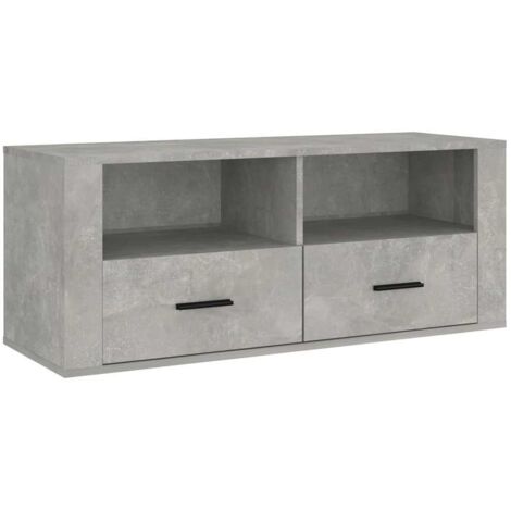Meuble TV Banc TV Armoire TV Gris béton 100x35x40 cm Bois d'ingénierie