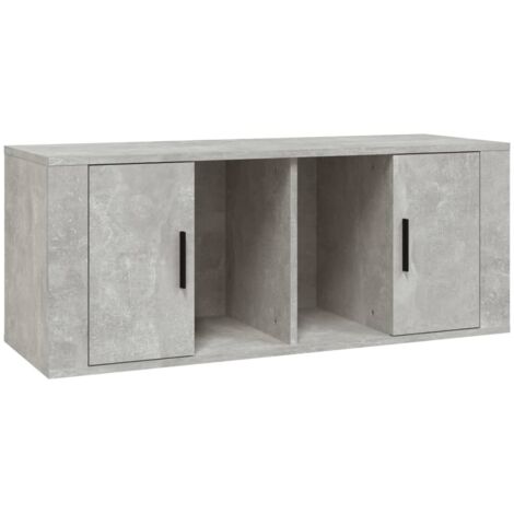 Meuble TV Banc TV Armoire TV Gris béton 100x35x40 cm Bois d'ingénierie