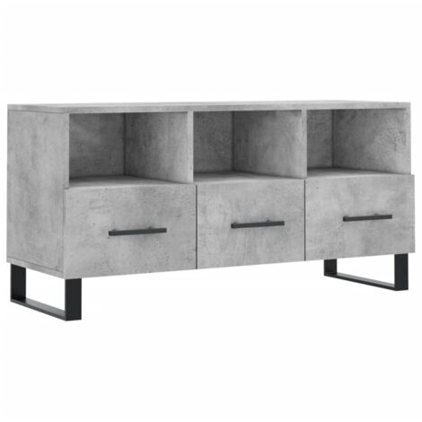 Meuble TV Banc TV Armoire TV gris béton 102x36x50 cm bois d'ingénierie