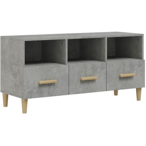 Meuble TV Banc TV Armoire TV gris béton 102x36x50 cm bois d'ingénierie