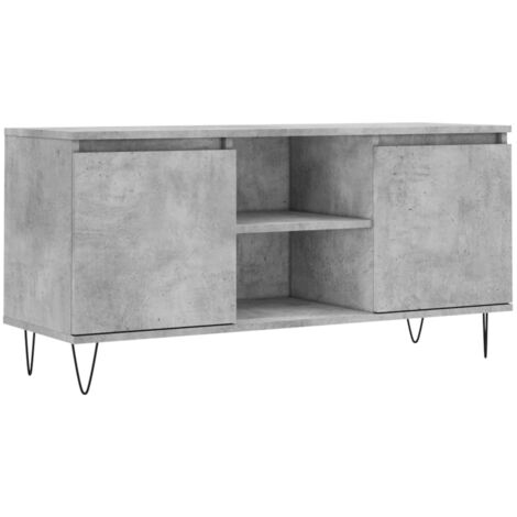 Meuble TV Banc TV Armoire TV gris béton 104x35x50 cm bois d'ingénierie