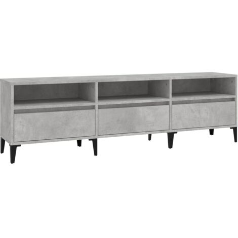 Meuble TV Banc TV Armoire TV gris béton 150x30x44,5 cm bois d'ingénierie