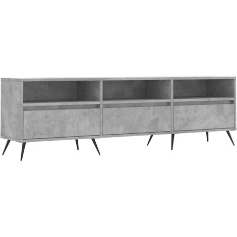 Meuble TV Banc TV Armoire TV gris béton 150x30x44,5 cm bois d'ingénierie