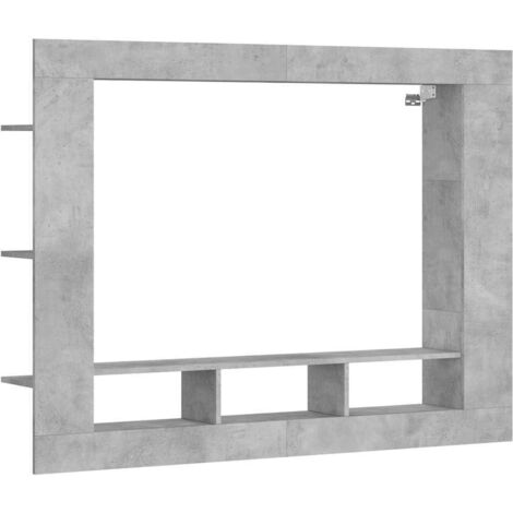 Meuble TV Banc TV Armoire TV gris béton 152x22x113 cm bois d'ingénierie