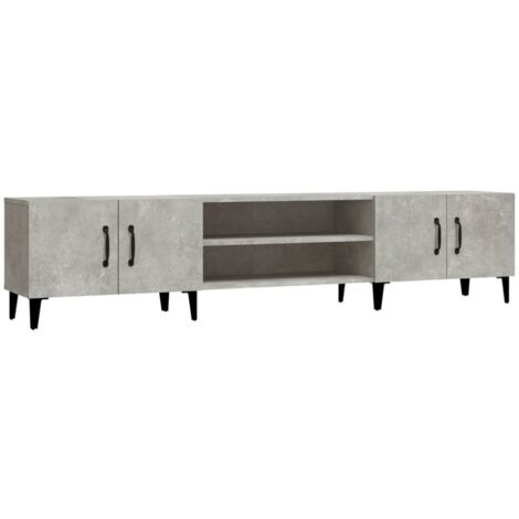Meuble TV Banc TV Armoire TV gris béton 180x31,5x40 cm bois d'ingénierie