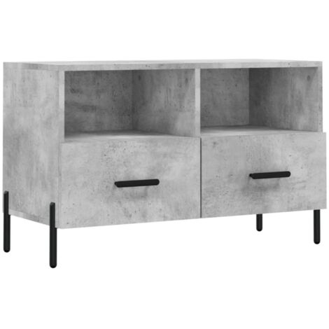 Meuble TV Banc TV Armoire TV Gris béton 80x36x50 cm Bois d'ingénierie