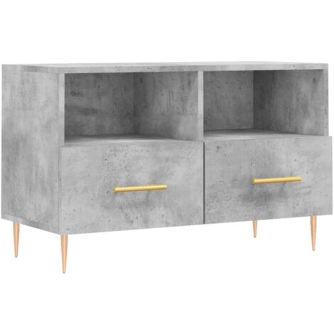 Meuble TV Banc TV Armoire TV Gris béton 80x36x50 cm Bois d'ingénierie