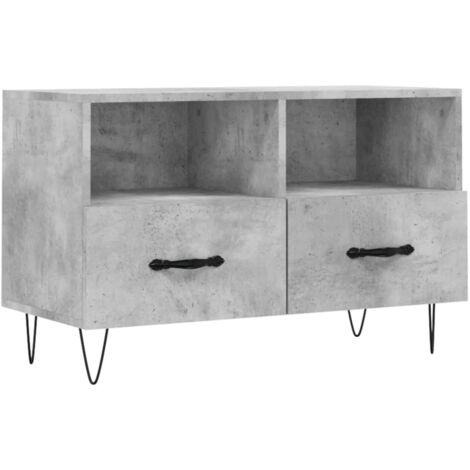 Meuble TV Banc TV Armoire TV Gris béton 80x36x50 cm Bois d'ingénierie