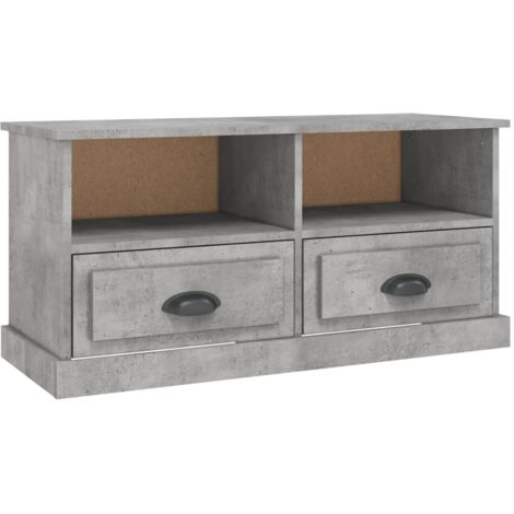 Meuble TV Banc TV Armoire TV gris béton 93x35,5x45 cm bois d'ingénierie