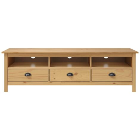 Meuble TV  Banc TV  Armoire TV Hill Range Marron miel 158x40x47cm Bois de pin solide