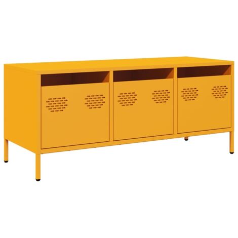 Meuble TV  Banc TV  Armoire TV jaune moutarde 101,5x39x43,5 cm acier laminé à froid