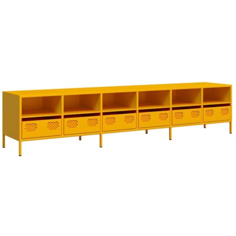Meuble TV  Banc TV  Armoire TV jaune moutarde 202x39x43,5 cm acier laminé à froid