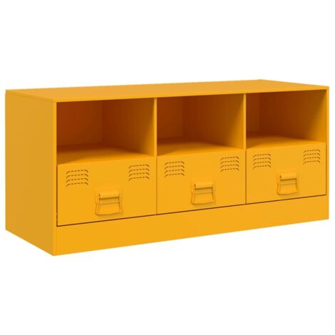 Meuble TV  Banc TV  Armoire TV jaune moutarde 99x39x44 cm acier