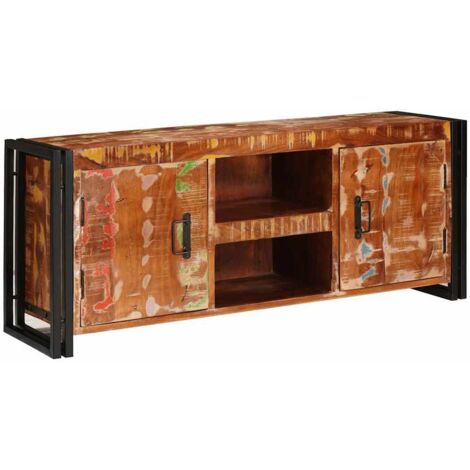 Meuble TV  Banc TV  Armoire TV Multicolore 120 x 33 x 50 cm Bois massif recyclé