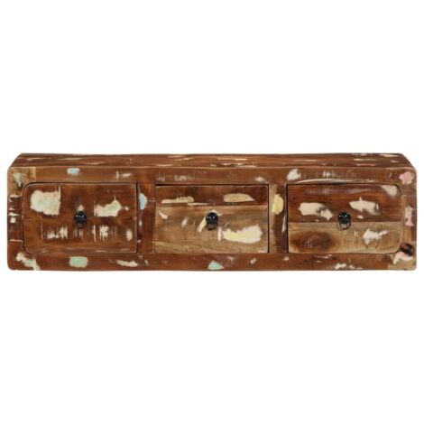 Meuble TV  Banc TV  Armoire TV mural 100x32x25 cm bois massif de récupération