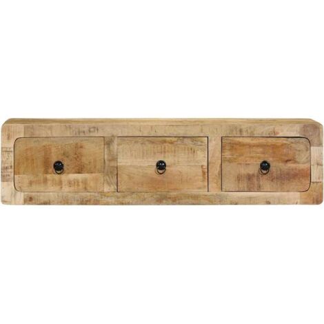Meuble TV  Banc TV  Armoire TV mural 100x32x25 cm bois massif manguier brut