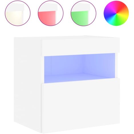 Meuble TV Banc TV Armoire TV mural avec lumières LED blanc 40x30x40 cm