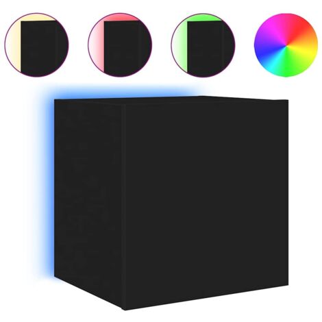 Meuble TV  Banc TV  Armoire TV mural avec lumières LED noir 40,5x35x40 cm