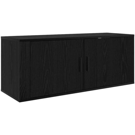 Meuble TV  Banc TV  Armoire TV mural Chêne noir 100 x 34,5 x 40 cm Bois d'ingénierie