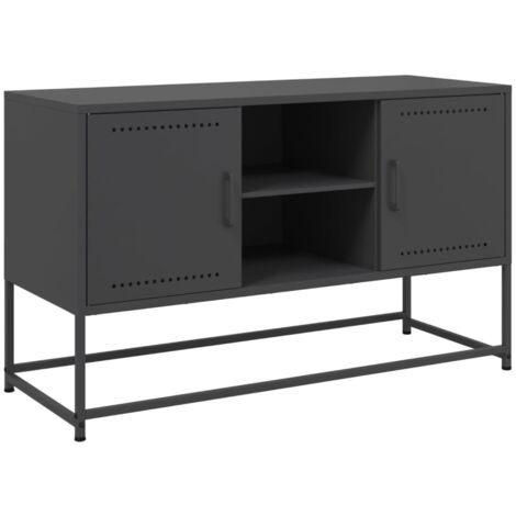 Meuble TV Banc TV Armoire TV noir 100,5x39x60,5 cm acier