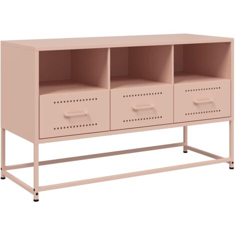 Meuble TV Banc TV Armoire TV rose 100,5x39x60,5 cm acier