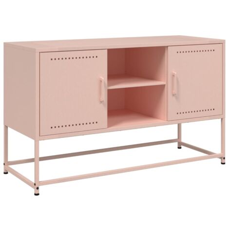 Meuble TV Banc TV Armoire TV rose 100,5x39x60,5 cm acier