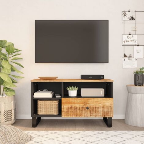 Meuble TV-Banc TV-Meuble Télé 80x33x46 cm bois de manguier et d'ingénierie 639135