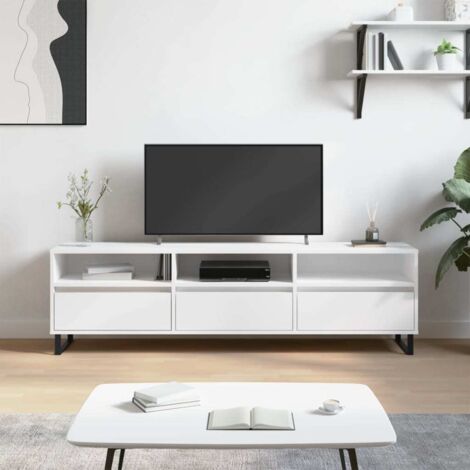 Meuble TV-Banc TV-Meuble Télé blanc 150x30x44,5 cm bois d'ingénierie 868371