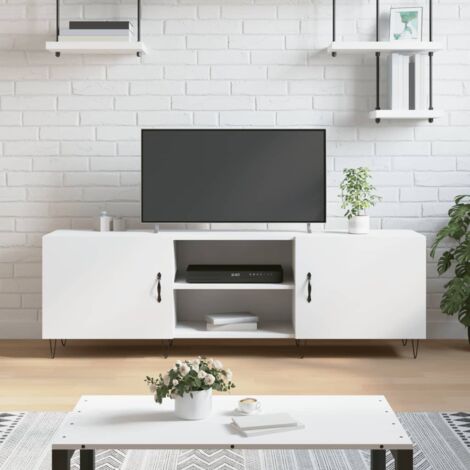 Meuble TV-Banc TV-Meuble Télé blanc 150x30x50 cm bois d'ingénierie 737938