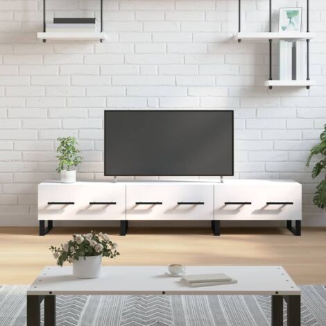 Meuble TV-Banc TV-Meuble Télé blanc 150x36x30 cm bois d'ingénierie 593356