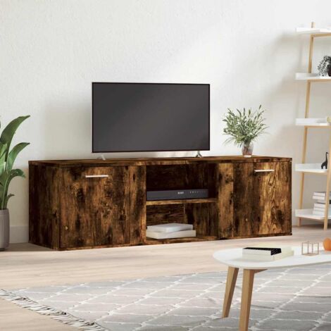 Meuble TV-Banc TV-Meuble Télé chêne fumé 120x34x37 cm bois d'ingénierie 349626