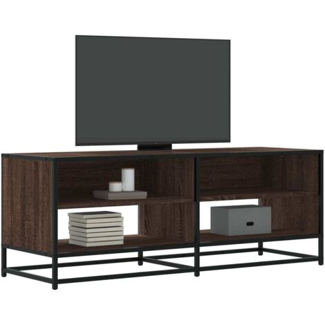 Meuble TV-Banc TV-Meuble Télé chêne marron 120,5x40x46cm bois d'ingénierie et métal 237267