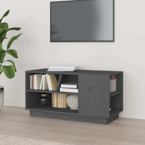 Meuble TV-Banc TV-Meuble Télé Gris 80x35x40,5 cm Bois de pin massif 359381
