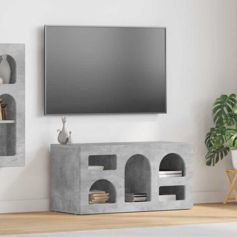 Meuble TV-Banc TV-Meuble Télé Gris béton 80 x 35 x 40 cm Bois d'ingénierie