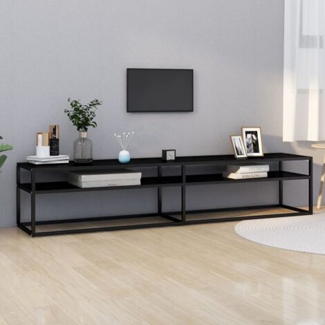 Meuble TV-Banc TV-Meuble Télé noir 200x40x40,5 cm verre trempé 543943