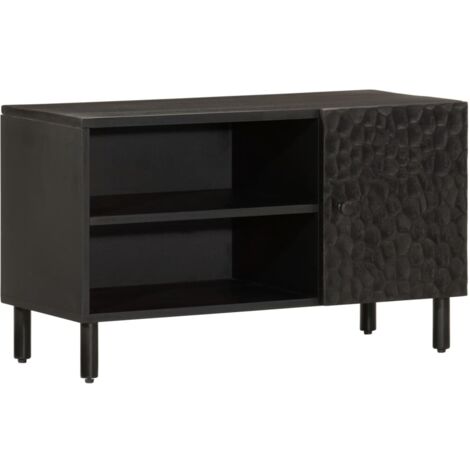 Meuble TV-Banc TV-Meuble Télé noir 80x31x46 cm bois massif de manguier 315450