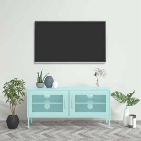 Meuble TV-Banc TV-Meuble Télé Vert menthe 105x35x50 cm Acier 649622