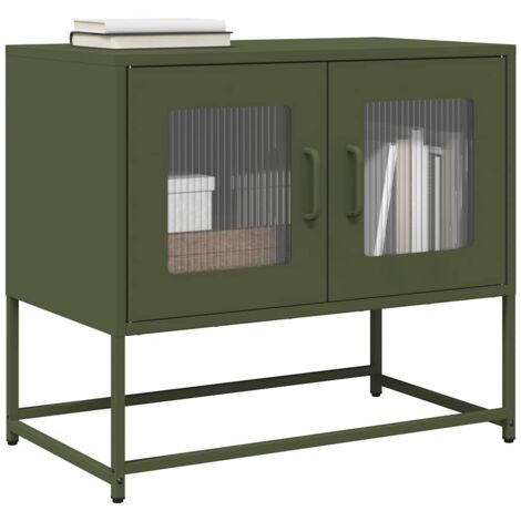 Meuble TV-Banc TV-Meuble Télé vert olive 68x39x60,5 cm acier laminé à froid 869576