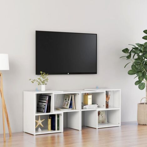 Meuble TV, Banc TV, Support pour Téléviseur, Meuble de Salon Blanc brillant 104x30x52 cm Aggloméré YHJ73729