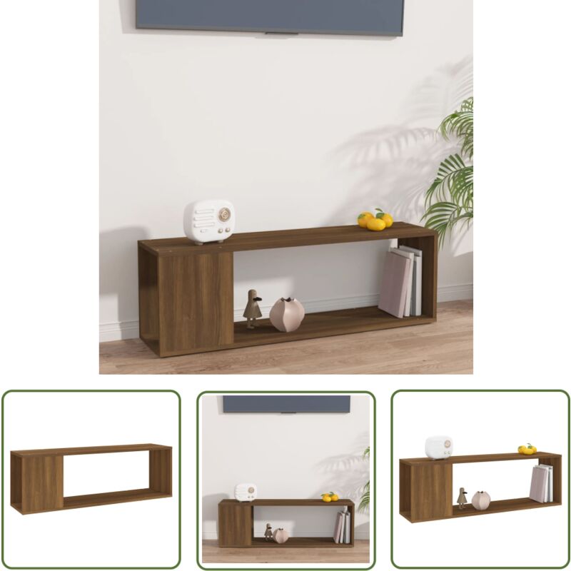 Fuhuida Trading - The Living Store Meuble tv Chêne marron 100x24x32 cm Bois d'ingénierie - Meuble Tv - Meuble Téléviseur - Support Tv - Unité Tv